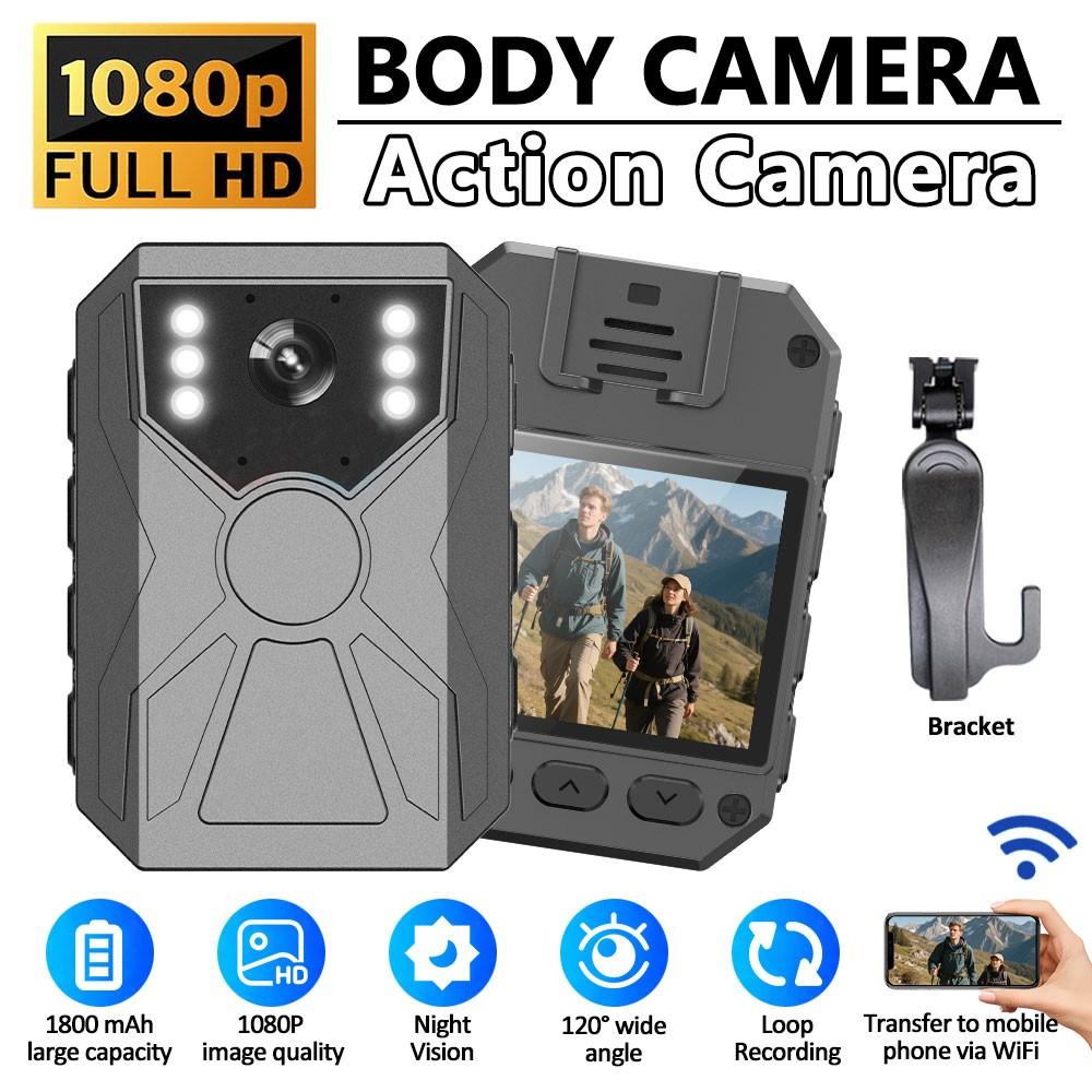 1080P WiFi Body Camera, WiFi Pocket Camera, Multifunction HD Recorder, Mini Security Camera Camcorder with Night Vision & Real-Time Sync, 1800mAh Battery & TF Card Slot, Hands-Free Clip On Recorder for Travel Vloggers, Portable Evidence Recorder
