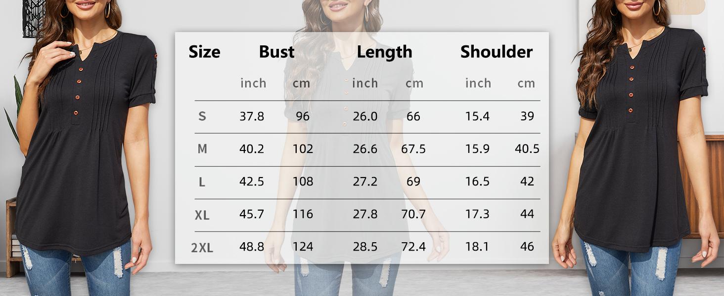 Danedvi Women's fashion summer pleated button short sleeve T-shirt summer V-neck solid color casual Tunic top Danedvi Women's fashion summer pleated button short sleeve T-shirt summer V-neck solid color casual Tunic top