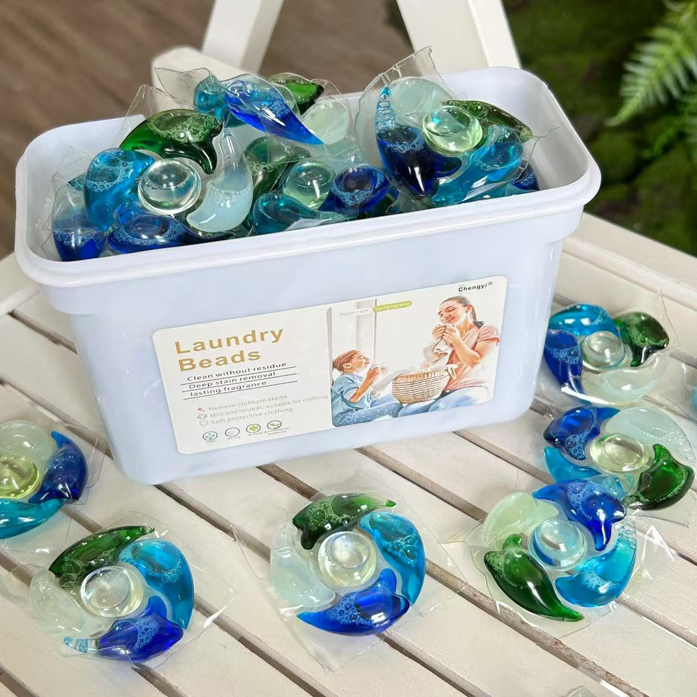 5-in-1 Blue Ocean Laundry Pods, 30 Pods/Box, 80 Pods/Bucket, Net Weight 12g per pod, Softens and prot clothes and colors, Powerful stain removal, Antibacterial and anti-mite, Cleans and leaves fragrance, Laundry Tools and Accessories