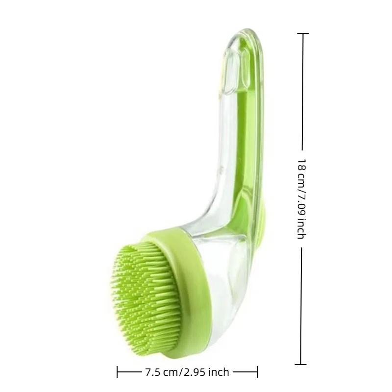 Two-In-One Pet Bath Brush with Handle, Soft Silicone Bristles, Shampoo Dispenser, Grooming Massager for Dogs & Cats, Long/short Hair