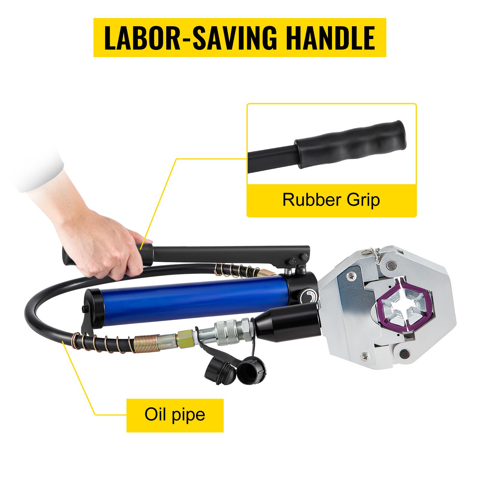VEVOR Manually Operated AC Hose Crimper FS-7842B Separable Hydraulic Hose Crimper Kit Manual Piston Valve For Aluminum Pump Air Conditioning Repair with 7 Dies Whole Set Handheld AC Hose