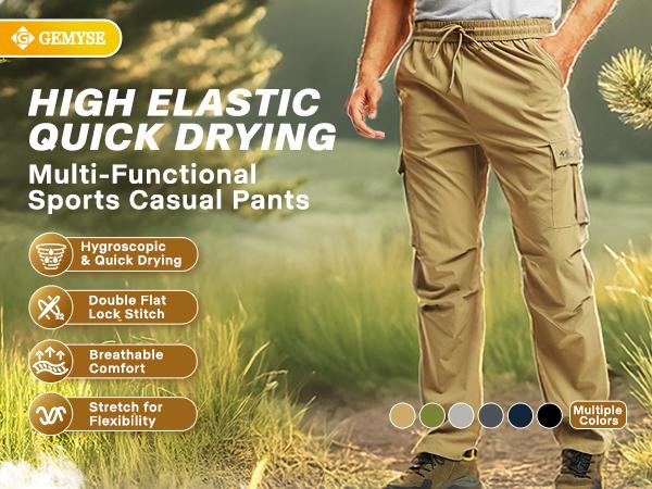 GEMYSE Men's Cargo Pants Joggers Hiking Stretch Sweatpants Outdoor Quick-Dry Lightweight Breathable pant with Multi Pockets Durability GEMYSE Men's Cargo Pants Joggers Hiking Stretch Sweatpants Outdoor Quick-Dry Lightweight Breathable pant with Multi Pockets Durability