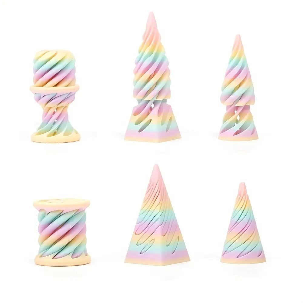 3-Piece Set 3D Printed Impossible Pyramid Sculpture, Anxious Cone Toy, Magic Impossibility Desktop Decor, Anxiety Relief Toy, Stress Relief Sculptures