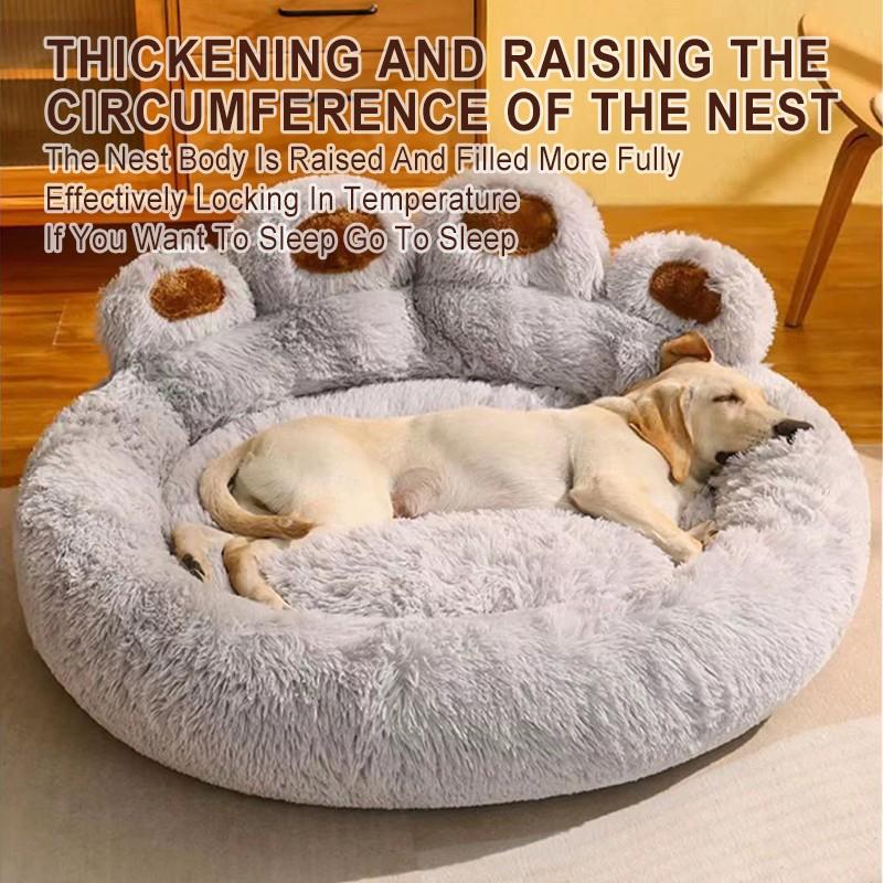 Bear Paw Plush Pet Bed, Soft Padding and Stable Support, Home