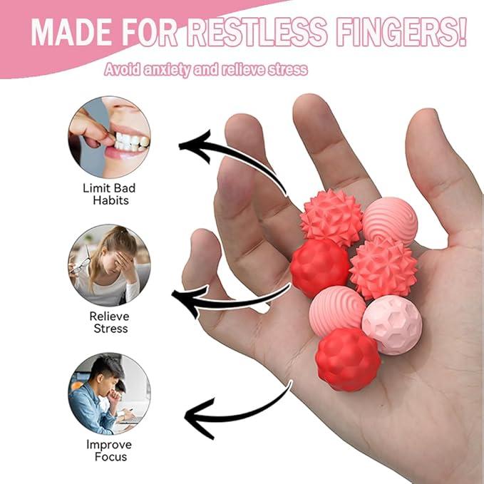 Silicone Ball Set Multifunction 8/12 Counts Fidget Toy with Elastic Texture Assorted Colors Stress Relief for Adults Tens Decompression Squishy Dumplings Pink