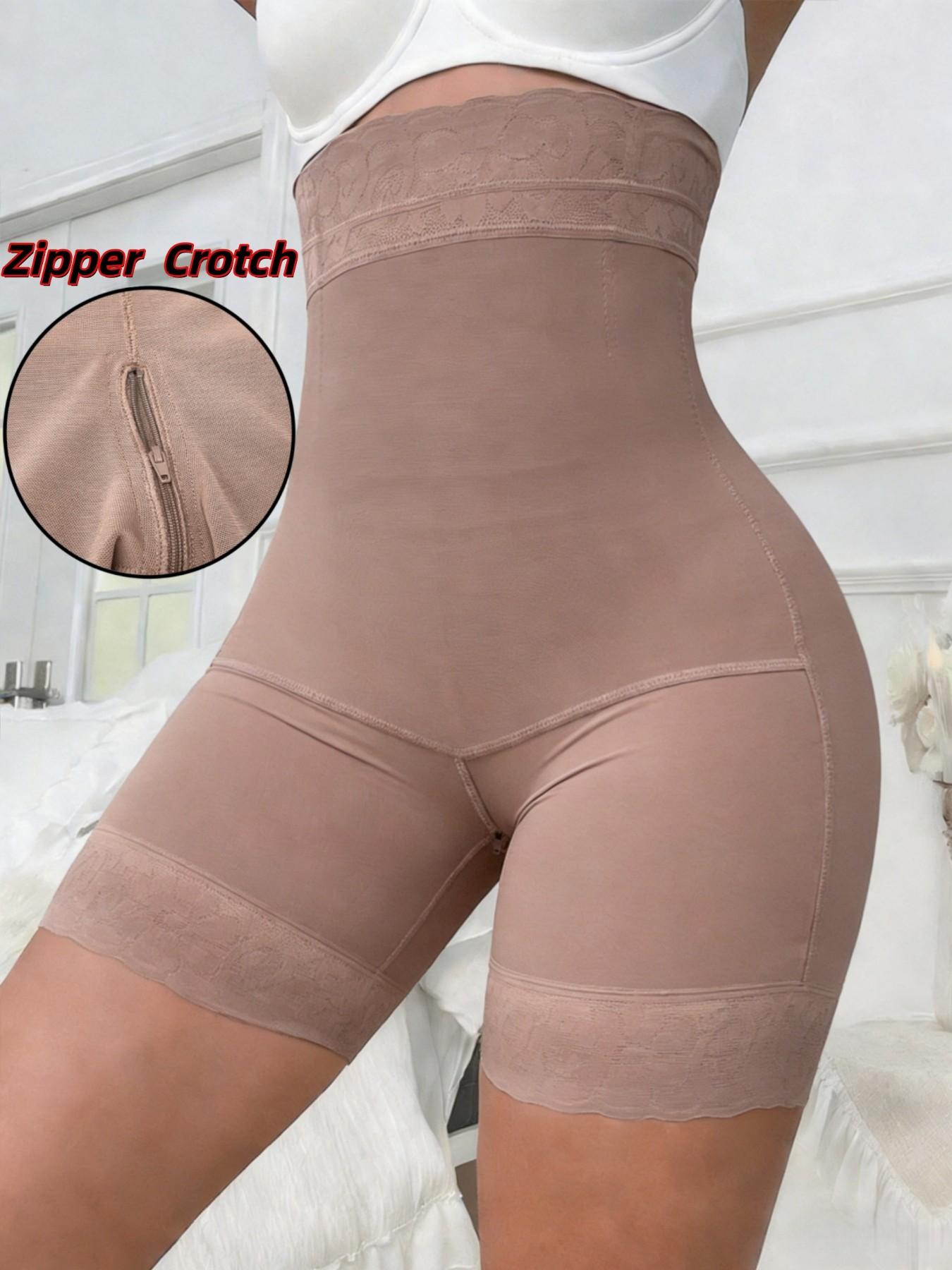 High Waist Shapewear Shorts, Fajas, Firm Control Girdle, Comfortable Shapewear Breathable Zipper, Tummy Control Butt Lift Seamless Minimizer Shapewear Bottoms, Compression Lace Panties, Suitable For Training Or Sports