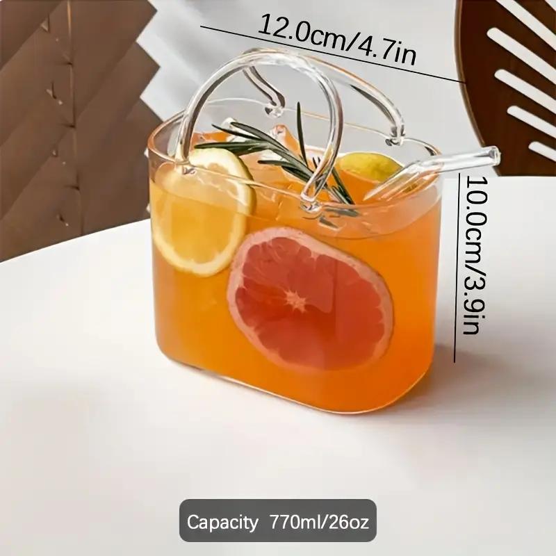 Reusable Glass Cup with Straw, Square Cocktail Mug for Juice Smoothies Iced Tea, Holiday Gift Christmas Halloween Thanksgiving Hanukkah