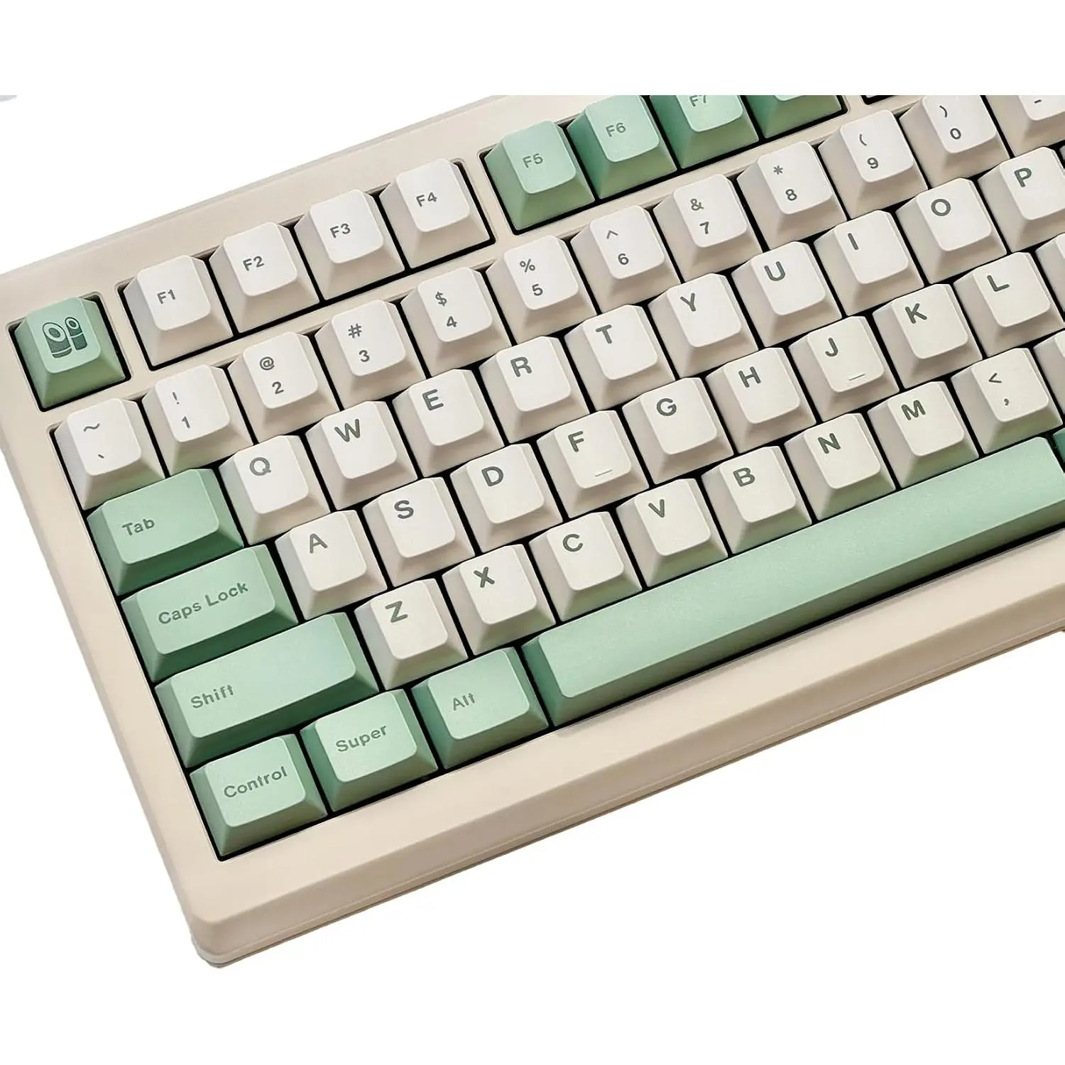 PBT  Forest Keycaps for Mechanical Keyboard 60% 65% 75% Cherry Profile Green White Keycaps Dye Sub Custom Gaming Keyboard Keycaps for Gateron MX Switches with Key  Puller