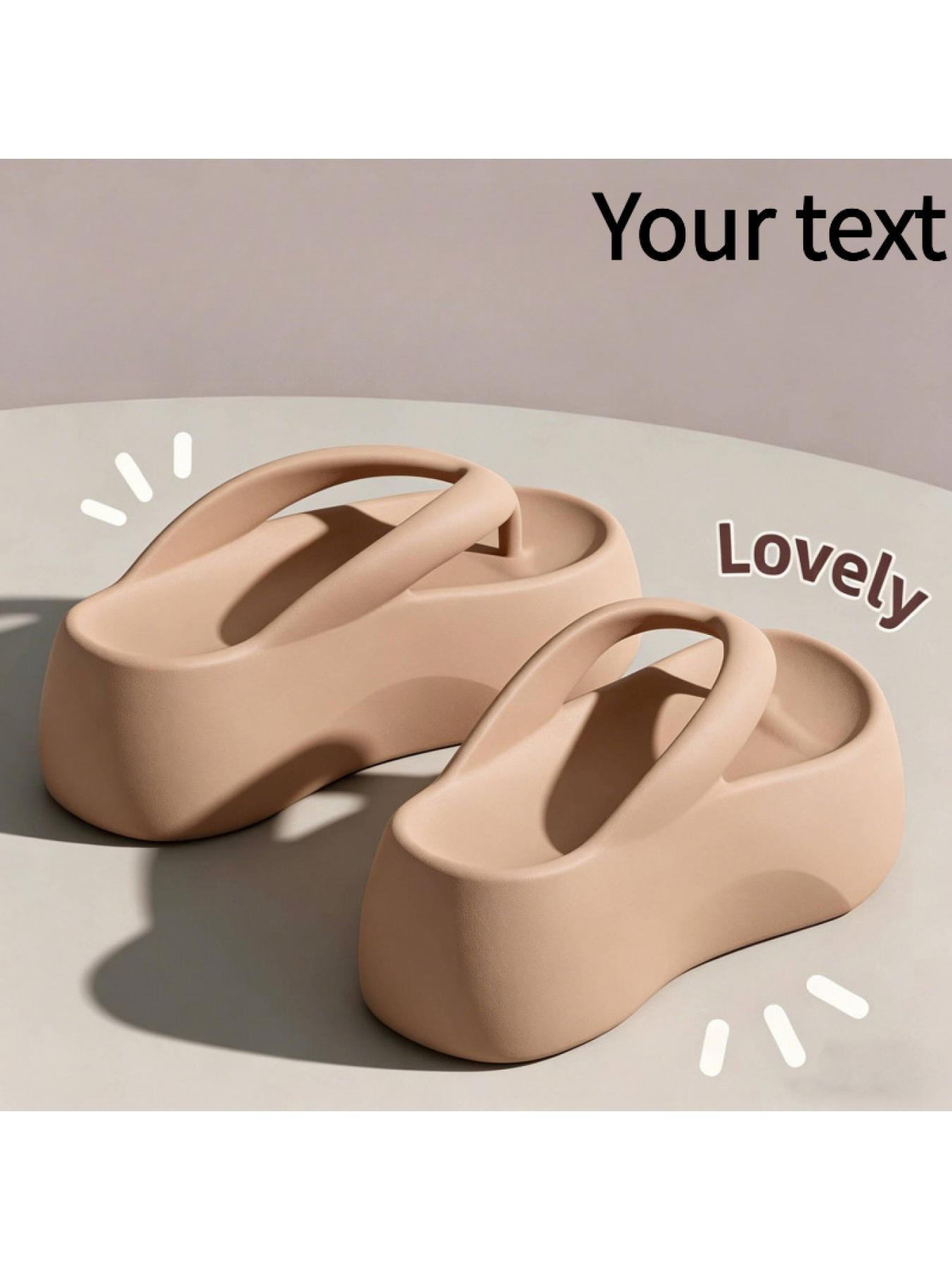 1 pair of thick-soled EVA flip-flops for women, summer outdoor wear, non-slip, height-increasing home sandals Footwear