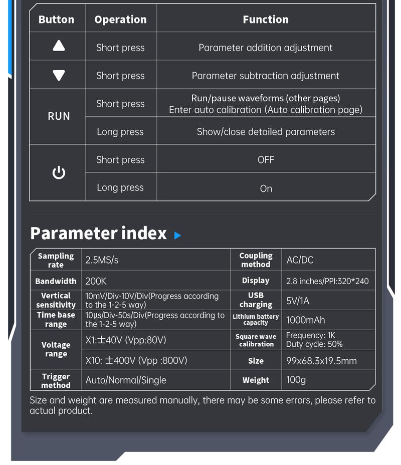 FNIRSI DSO152 Mini Handheld Digital Oscilloscope 2.5MSa/s 200KHz Bandwidth 800VPP PWM Output Automotive Oscilloscope Multimeters Car Battery Tester