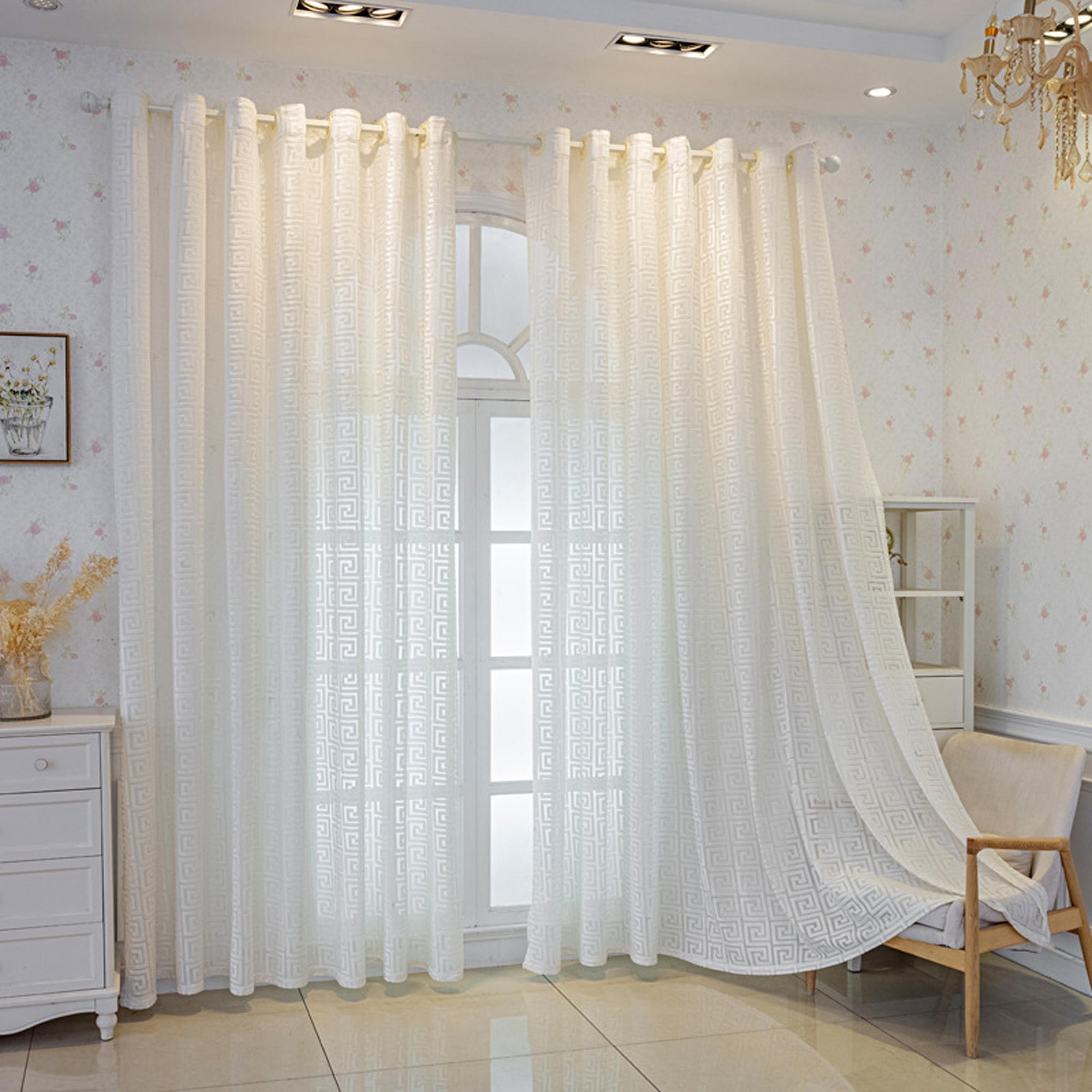 Luxury European Modern Embroidered Velvet Curtain, Semi-Transparent Drapes for Living Room Bedroom, Light Blocking, Decorative Privacy Protection