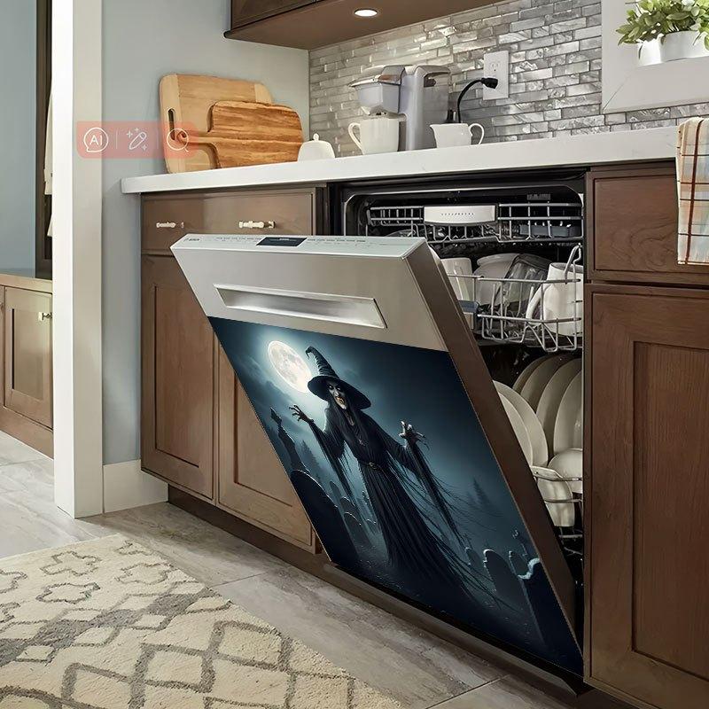 2Pc, 2D flat pattern stickers, ghost wizard pattern dishwasher decals are suitable for home dishwasher surfaces, washing machine surfaces, refrigerators, cabinets, room doors, bedrooms, kitchens, offices and other places
