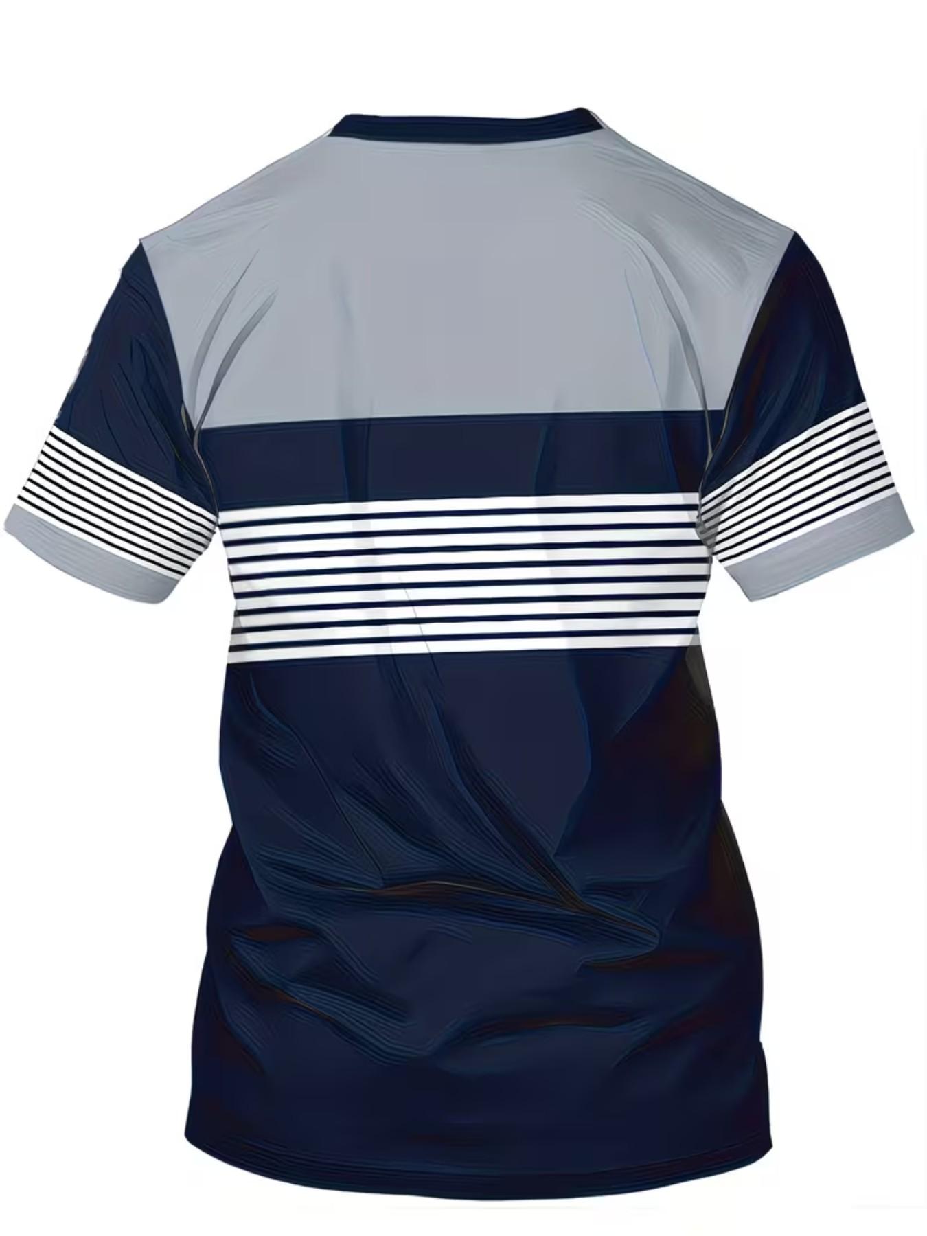 Men's Casual T-Shirt, Lightweight Polyester, All over Print, Slim-Fitting, Round Neck, Four-Season Comfort, Fashionable Daily Wear