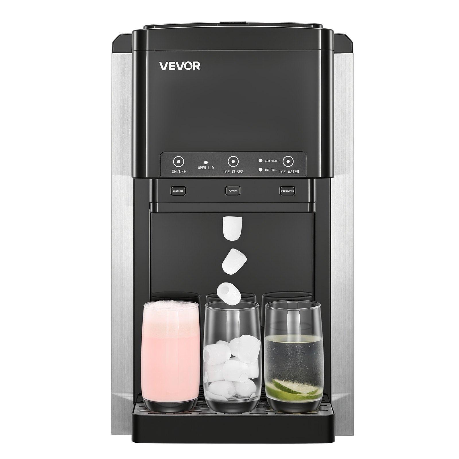 VEVOR Water Dispenser with Ice Maker, 3-in-1 Countertop Water Dispenser, 35 LBS/24H, 12 Cubes/7 Min Fast Ice Making with 4 LBS Storage, Bullet/Crushed Ices Cold-Water, for Home, Kitchen, Party