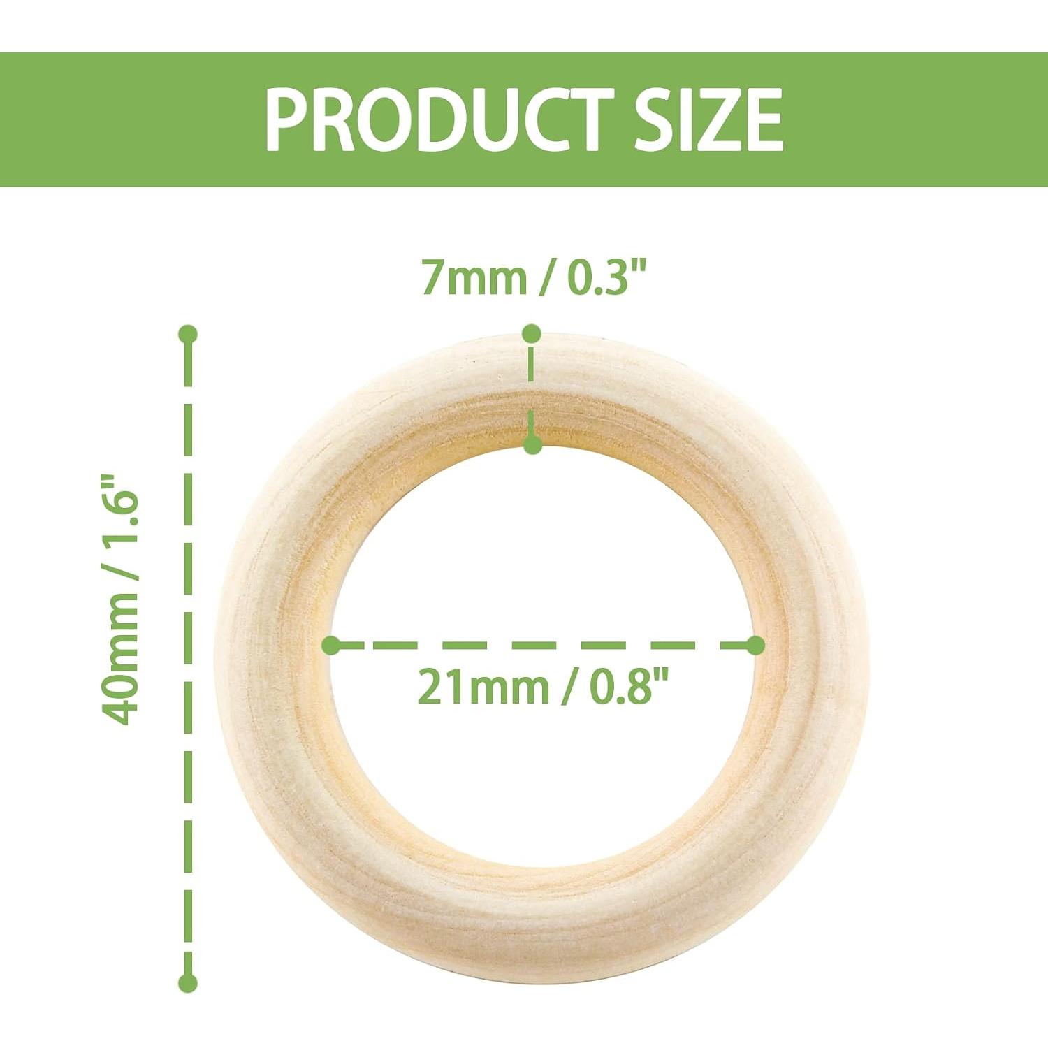 Wooden Rings, 40mm / 1.6 Inch, 30 count | Unfinished, Smooth  Circle Rings, For DIY Craft,  Hanger,  Making