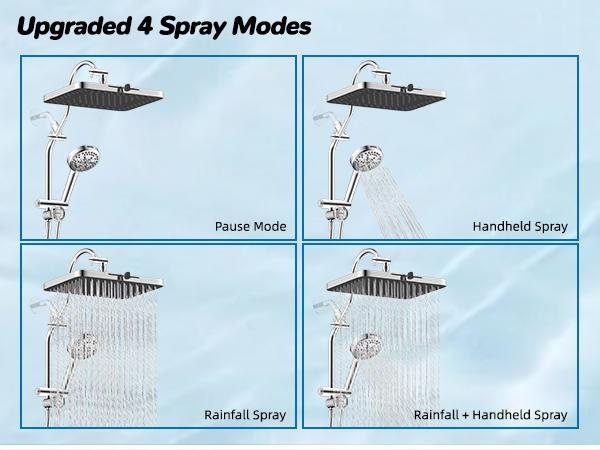 Hibbent Upgraded 5-spray 13'' Shower Head for Easy Reach, High Pressure Rainfall Showerhead Combo with 10-mode Handheld Spray, cUPC Certified ,12'' Extension Arm, 4-way Diverter, 71'' Hose, Showerhead Holder, Chrome Hibbent Upgraded 5-spray 13'' Shower Head for Easy Reach, High Pressure Rainfall Showerhead Combo with 10-mode Handheld Spray, cUPC Certified ,12'' Extension Arm, 4-way Diverter, 71'' Hose, Showerhead Holder, Chrome