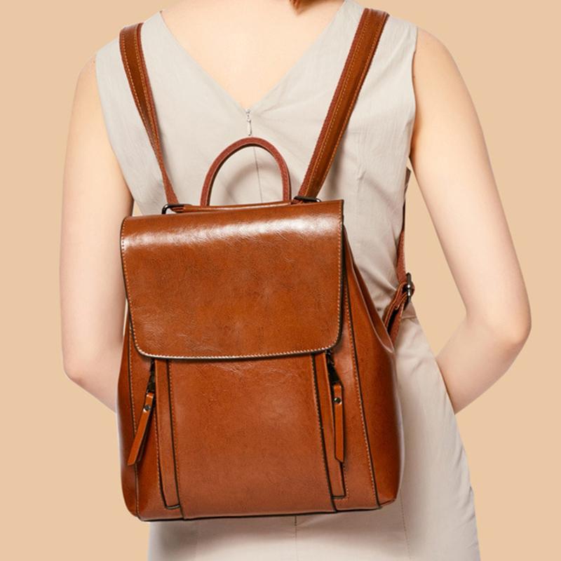 Women Backpack Cross body Shoulder Bag Genuine Leather Girls School Female Natural Skin Book Laptop Rucksack Messenger Bags