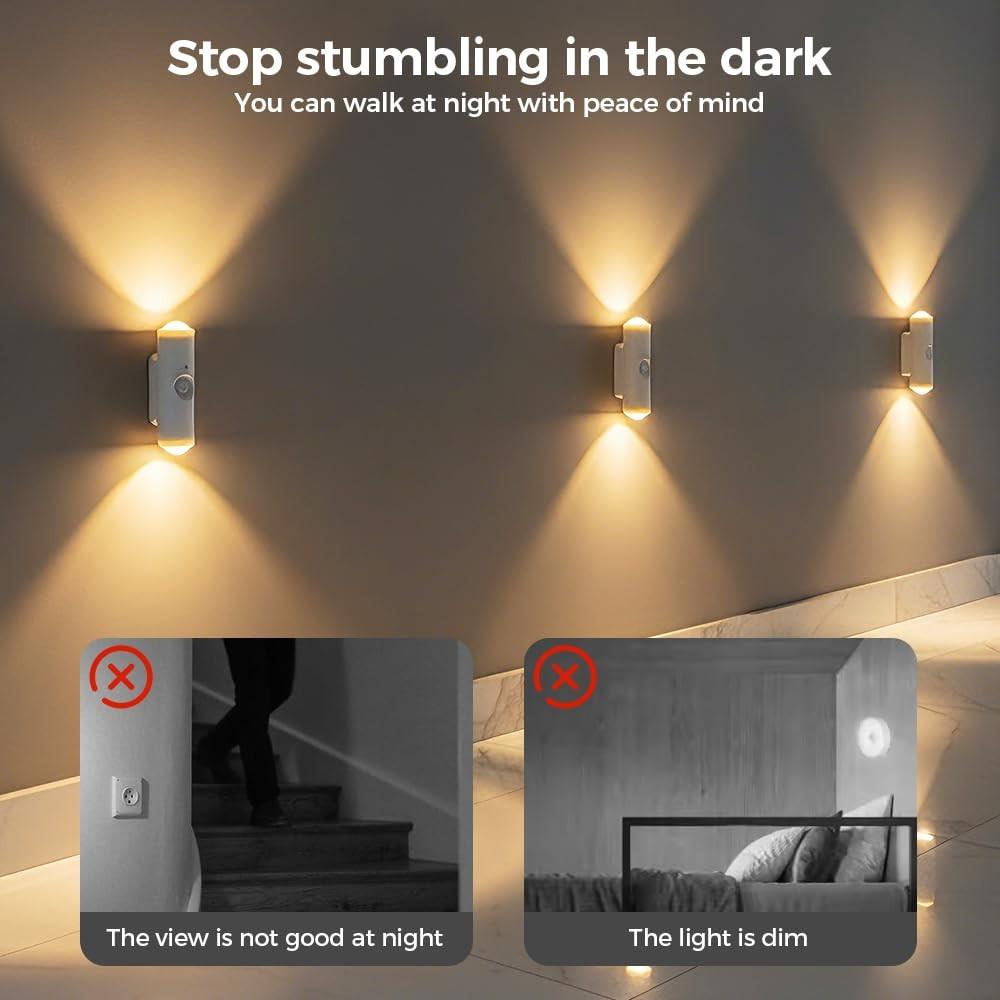 2/4/8-Pack LED Wall Lights, White - Three-Color Light - With USB Charging, Motion Sensor, and Magnetic Mount - Wireless Installation - Ideal for Bedrooms, Hallways, Entryways, Balconies, and Home Interior Lighting