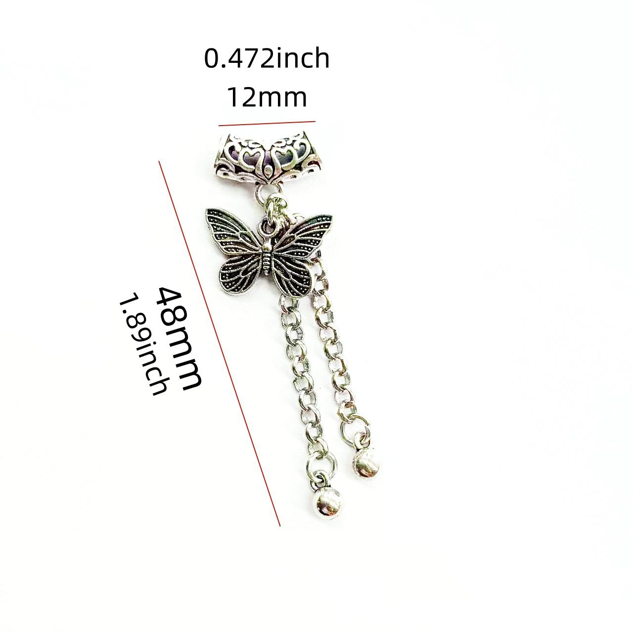 New Traditional Style Bracelet Bead Pendant, Ethnic Wind Bow Charm, Antique Silver Color Wristband Necklace Accessory