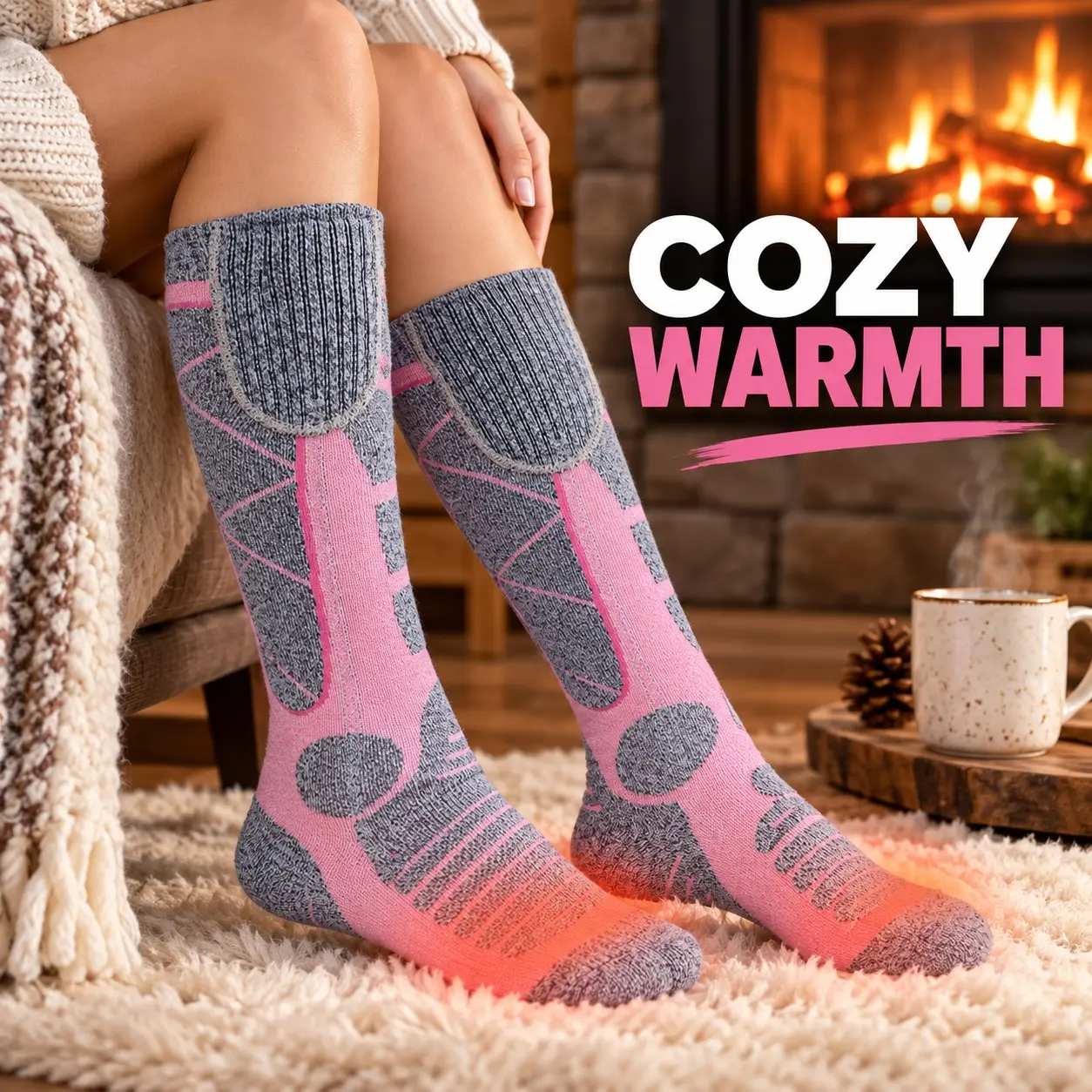 Carbon Fiber Heated Socks for Men and Women, USB Powered Winter Thick Long Tube Warm Socks, Thermal Socks, Quick Heat Forefoot, Skiing Hiking Camping Fishing