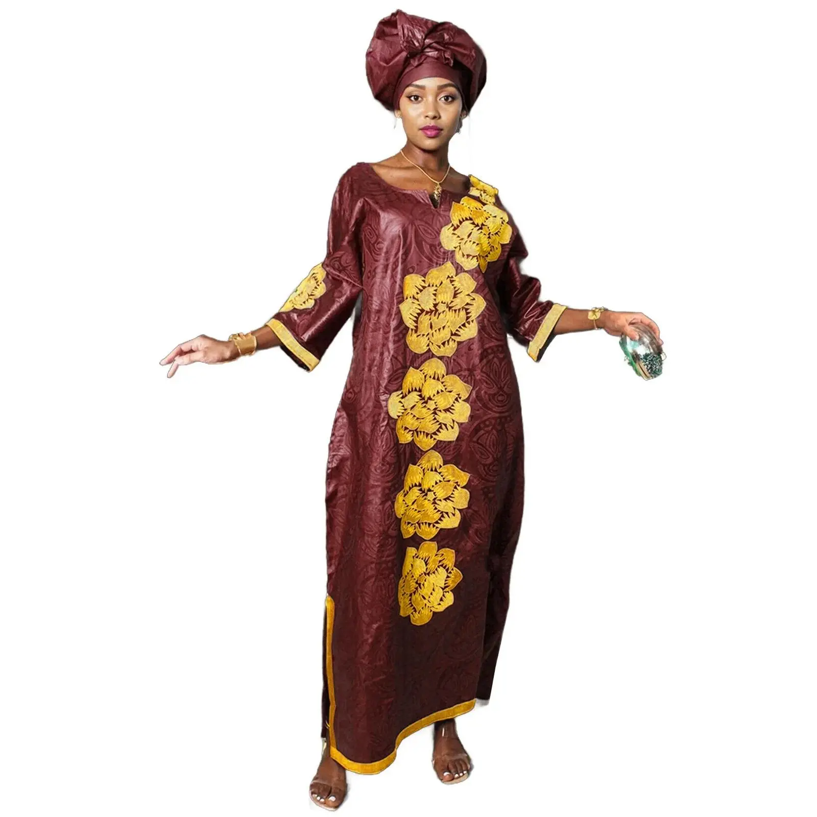African Attire For Women Abaya Embroidery Plus Size Elegant Party Church Dress