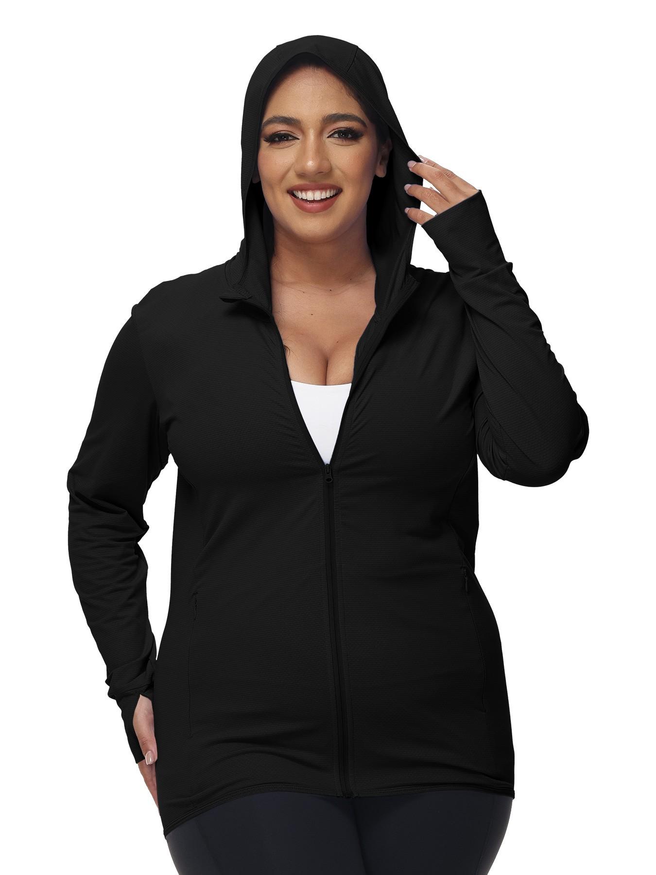 Summer Women's Upf50+ Ice Silk Sun Protection Jacket, Loose Fit Hooded Breathable UV Blocking, Running Yoga Outdoor Cycling Sport Coat, Workout Yoga Jacket, Sports Outerwear