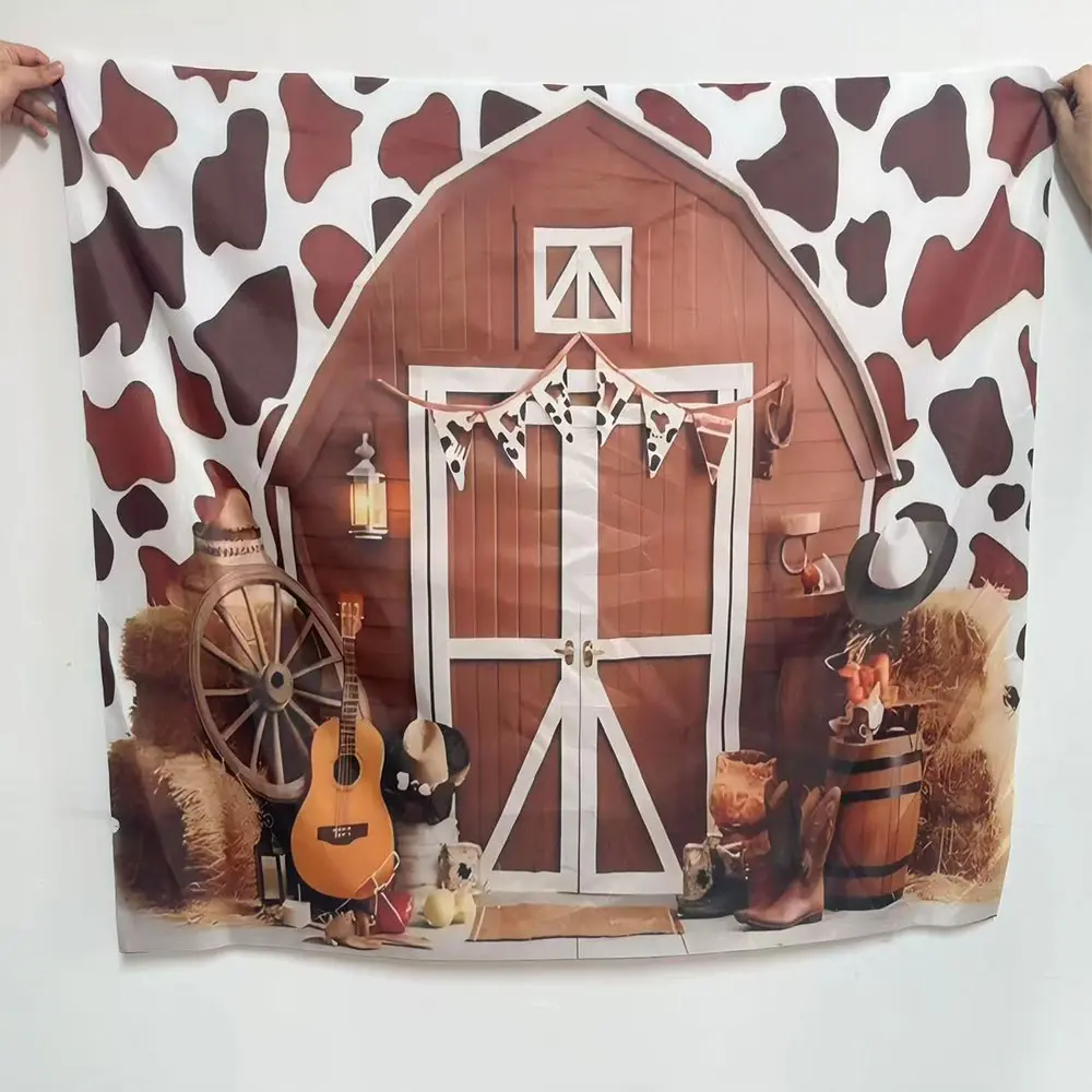 Western Cowboy Themed Background Banner, Party Decorations Banners, Cow Print Vintage Farm Backdrop, Backdrops For Photoshoot, Perfect for Birthday Parties, Baby Photoshoots, Children Photography