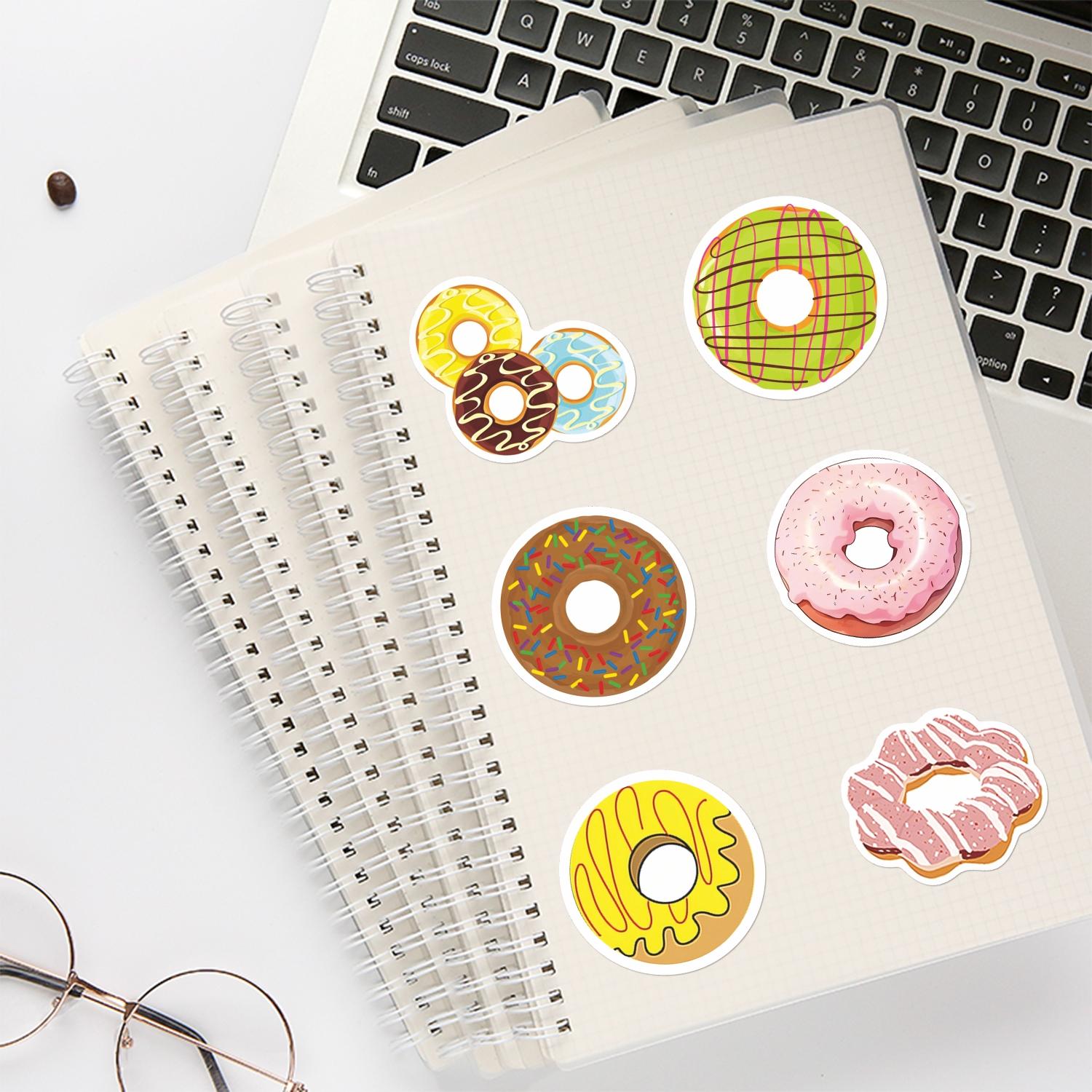 50pcs Colorful Donut Cute Stickers Pack, Waterproof Sweet Dessert ...