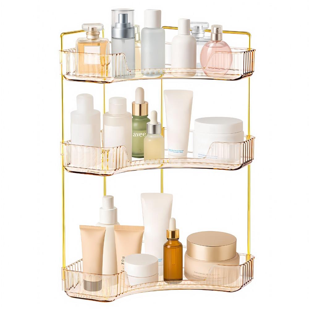 Corner bathroom storage rack, perfume tray for bathroom countertops and vanity organizer, cosmetic storage box, corner storage and organizer rack suitable for bathrooms, kitchens and vanities