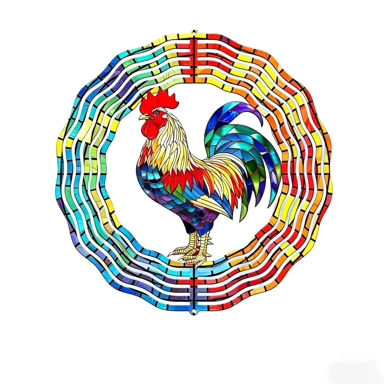 American Vintage Rooster Metal Wind Spinner, Outdoor Park Lawn Decor, 360° Rotating Iron Bell Hanging Ornament, Independence Day, Christmas Gift