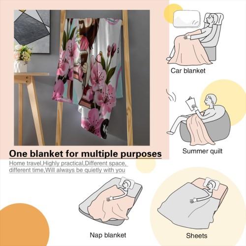 White Base Pink Floral Chibi Jesus Little Girl Spanish Bible Verse Flannel Throw Blanket Christian Spanish Thank You Jesus Religious Comfort Blanket Hispanic Catholic Faith Spiritual Gift 30*40in 40*50in 50*60in 60*80in US Local Shipping cooling blankets