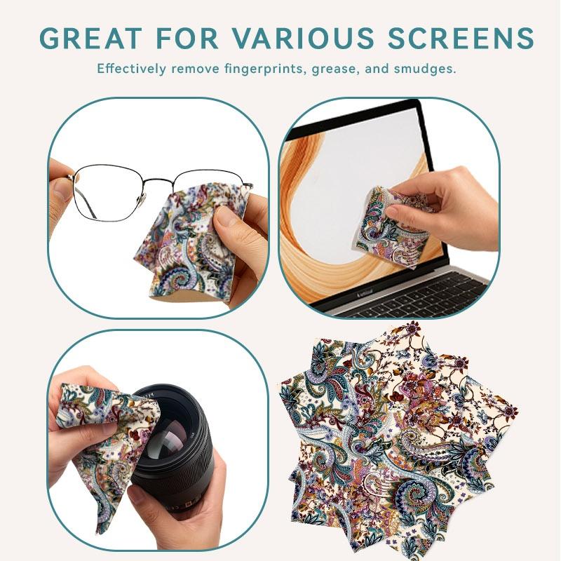 1/3/6/14pcs Paisley-patterned Cleaning Cloth, Multiple Specifications Available (Single - sided), Ideal for Lens & Glasses Cleaning, Rich Ornate Design, Suitable for Home Use, High - Quality Fabric