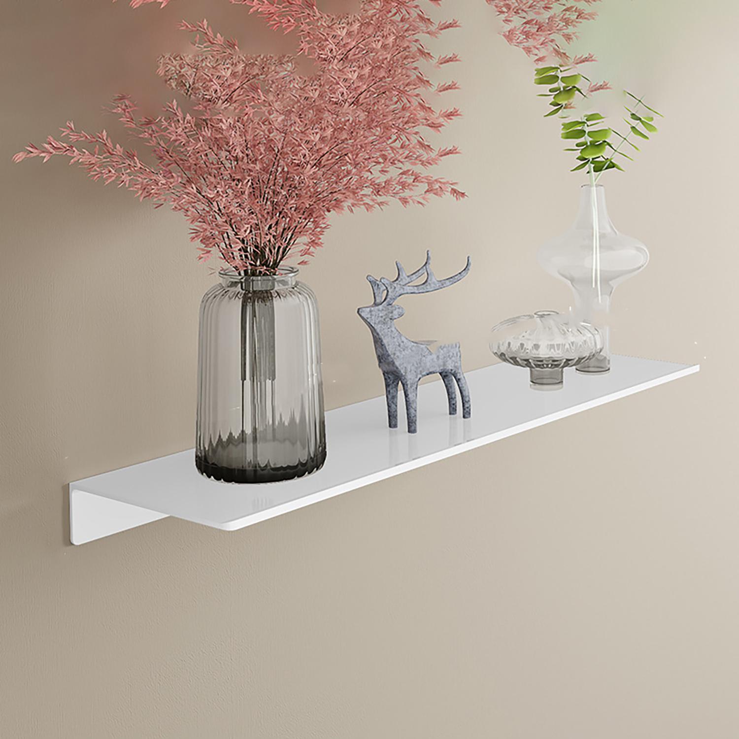 30/40/50cm Wall Shelf Metal Bathroom Floating Shelves, No Drill Mirror Shower Organizer, Living Room Kitchen Storage Ledge, Wall Mounted Shelf