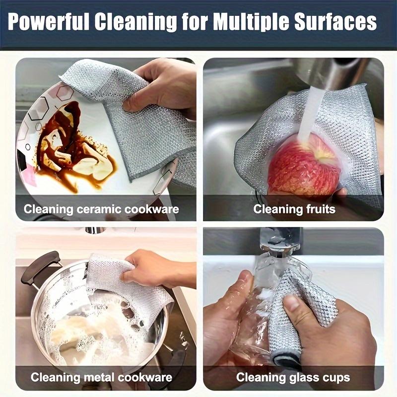 50 Pieces Modern Stainless Steel Kitchen Scrubbers - Scratch-Resistant, Reusable Knitted Cloths for Wet & Dry Dish, Pot and Pan Cleaning - Anti-Pilling Home Care Sponges & Scouring Pads
