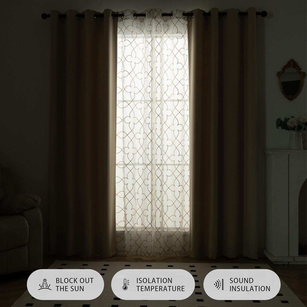 Upgrade Your Room! ✨ Stylish SUN-BLOCKING Curtains w/ Embroidery - Set of 4! Embroidered Curtains Home Decoration Curtain #RoomMakeover #InteriorDesign #BedroomDecor