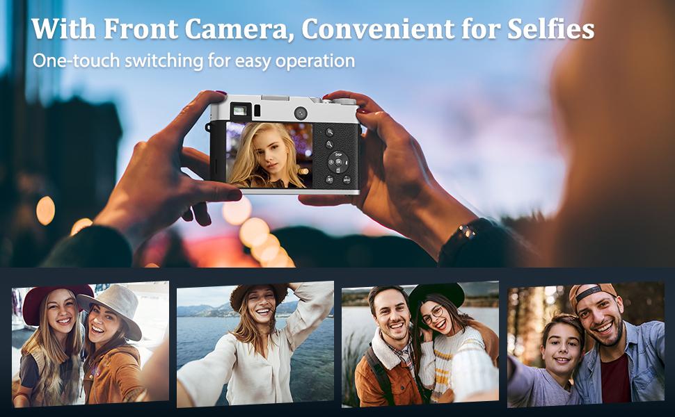 Camkory 5K Dual-Lens Vlogging Camera for TikTok & YouTube – 48MP Selfie & Travel Camera with Anti-Shake, 16X Zoom, Flash, Viewfinder, 32GB Card – Perfect for Content Creators & Travelers!