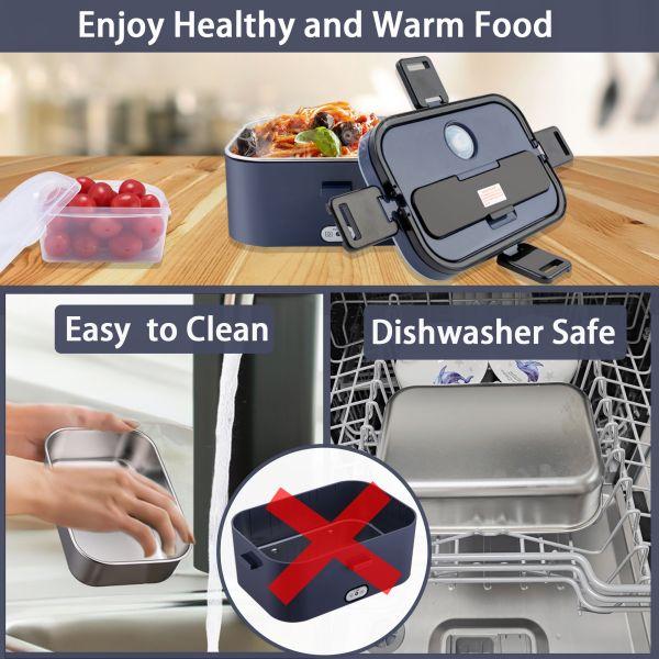 Electric Lunch Box Food Heater for Adults, Heated Lunch Box 12V/24V/110V Portable Food Warmer for Car/Truck/Office 1.8L Removab，dealsforyoudaysle Stainless Steel Container with Fork Spoon and Bag,dealsforyoudays