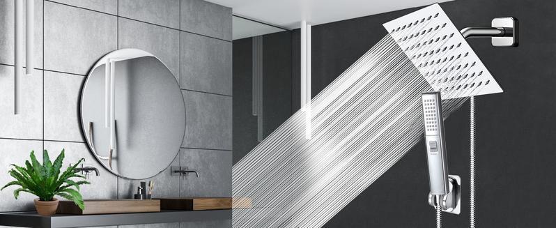 Bathroom Accessories High Pressure Shower Head Set for Fall Gift,1 Set 6/8"  Square Rain & 2-in-1 Hand Shower,Equipped with 75"Hose, 3 Way Diverter Valve,Adhesive Shower Head Holder,Wrench-free installation