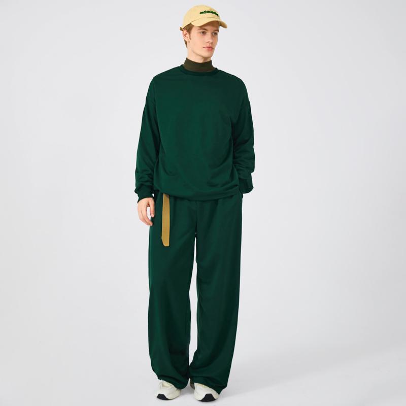 INCERUN Men's 2025 Fall Long Sleeve T-Shirt + Wide-Leg Pants Set, Soft Comfortable Fabric, Perfect For Halloween,Loungewear And Casual Daily Use.