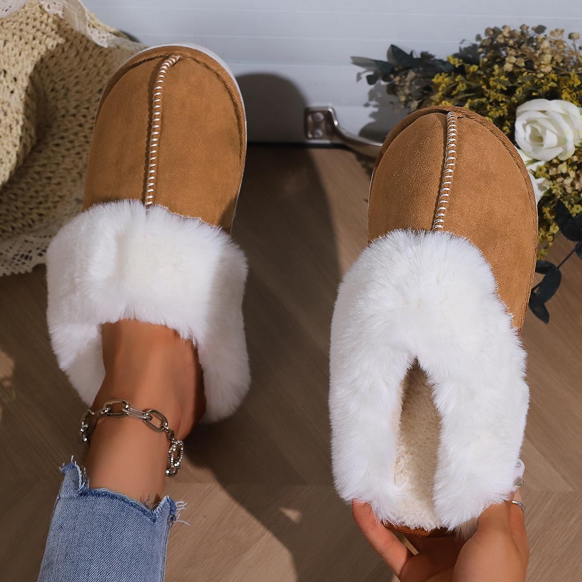 Women's Woolen Foam Fluffy Slippers, Memory Foam Fluffy Moccasin with Soft Plush Fleece Lining Slip-On for Indoor Outdoor Use
