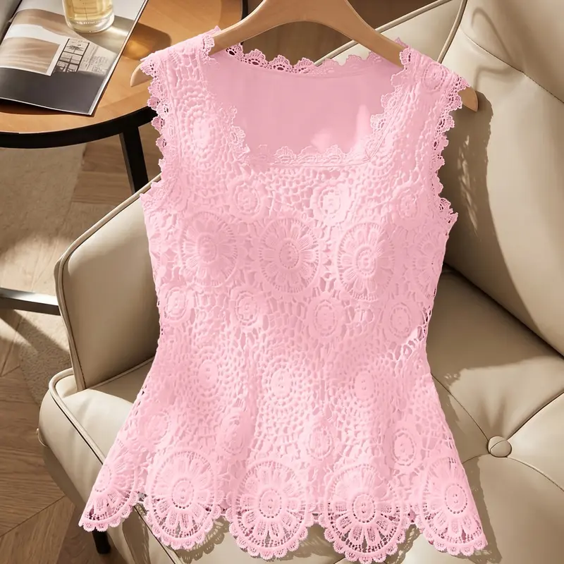 Elegant Women's Lace Backless Top, Sleeveless and Fitted, Chic and Feminine Design, Perfect for Special Occasions, Comfortable and Stylish Wear, Elegant Classy Tops