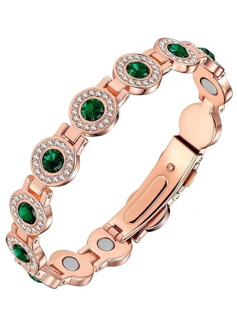 4X Strength Magnetic Copper Bracelet for Women, Jewelry Bracelet with 3800 Gauss Magnets, Adjustable Length, Secure Clasp, Premium Multi-Facet Crystal Inlays