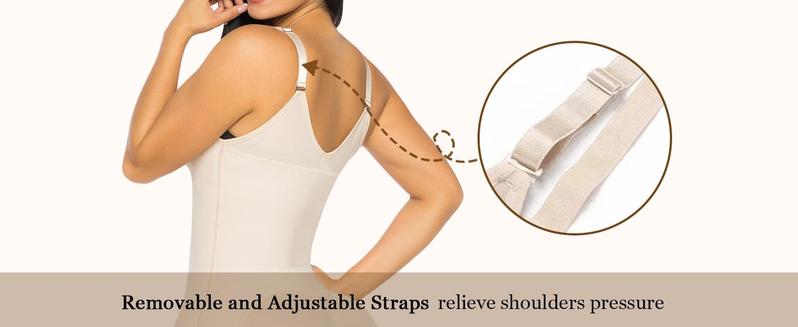 YIANNA Fajas Colombianas Shapewear for Women Tummy Control  Garment with Zipper Crotch Adjustable Strap Bodysuit Basic Minimalist Black