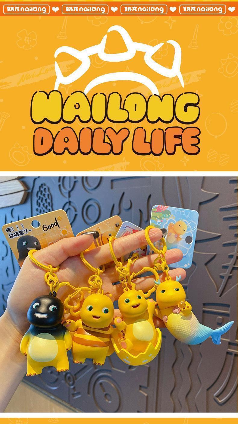 Kawaii Nailong Keychain Cartoon Anime Funny Milk Dragon Doll Keychain Backpack Pendant for Girlfriend's Birthday Gift