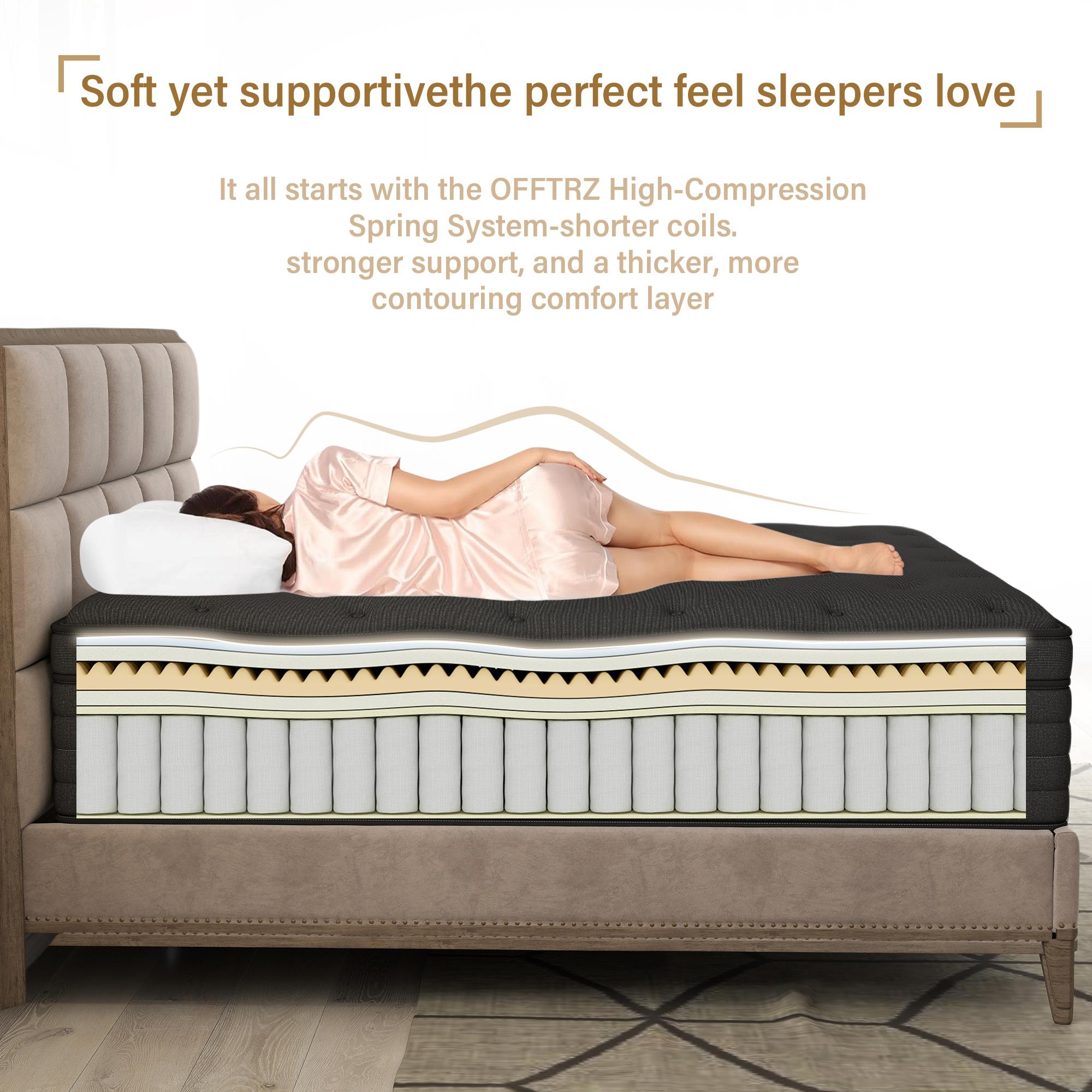 BOMASS 12" 14" Twin Full Queen King Size Mattress Gel Memory Foam Individual Pocket Spring Hybrid  Black Mattresses Medium Firm Pressure Relief Bed In box