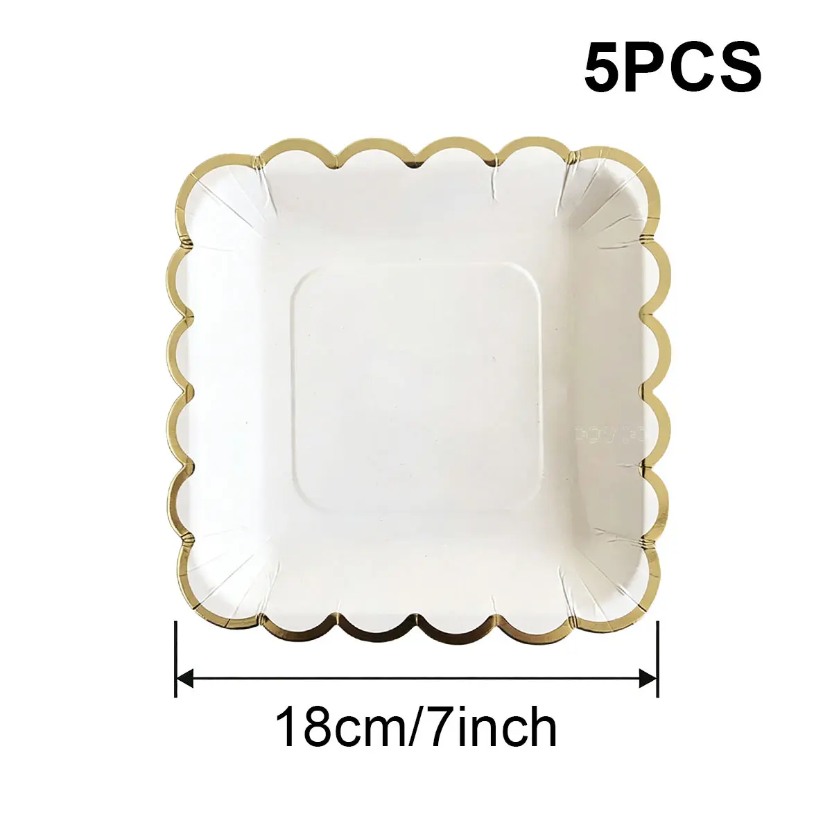5 Piece Square Paper Plates, Sweet Treats Appetizer Dishes, Perfect for Parties, Weddings, Birthdays, Celebrations, Disposable Paper Plates