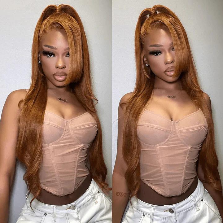Tuneful 30 inch Ginger Blonde Hair Wig Human Hair Straight 99J Burgundy 13x6 Lace Front Wig Human Hair Honey Blonde HD Transparent Lace Frontal Wigs Highlight P4/27 Human Hair Pre Plucked with Baby Hair