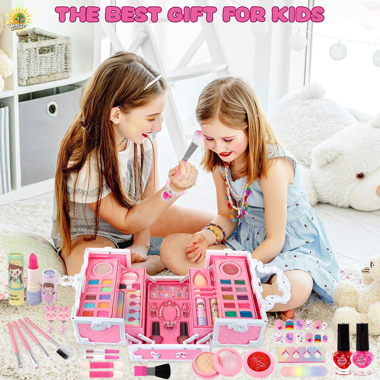 Pretend Play Makeup Kit,Washable Makeup Kit with Unicorn Bag,Make Up Kit for Christmas Birthday Gifts