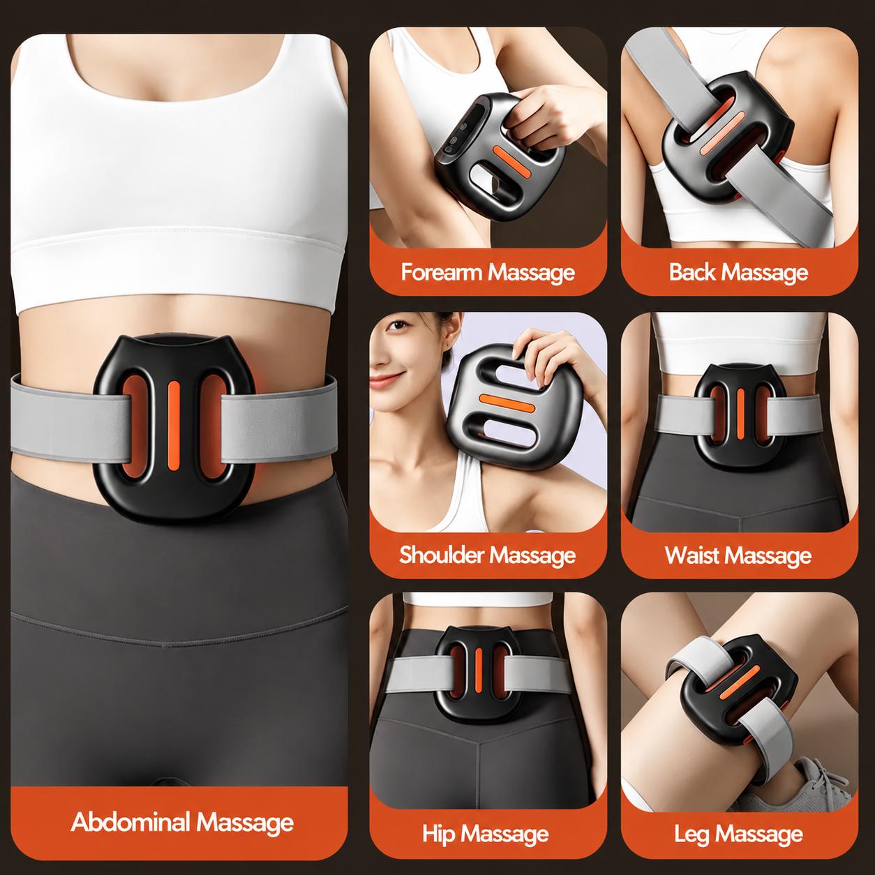 Cordless Mini Fascia Ring Massager 2026 - Wearable Unisex Fit Muscle Relief Device with Adjustable Long Strap, High-Density Multi-Pulse Hands-Free Design, Breathable Fabric, Easy Controls for Waist & Back Portable Fitness Gift