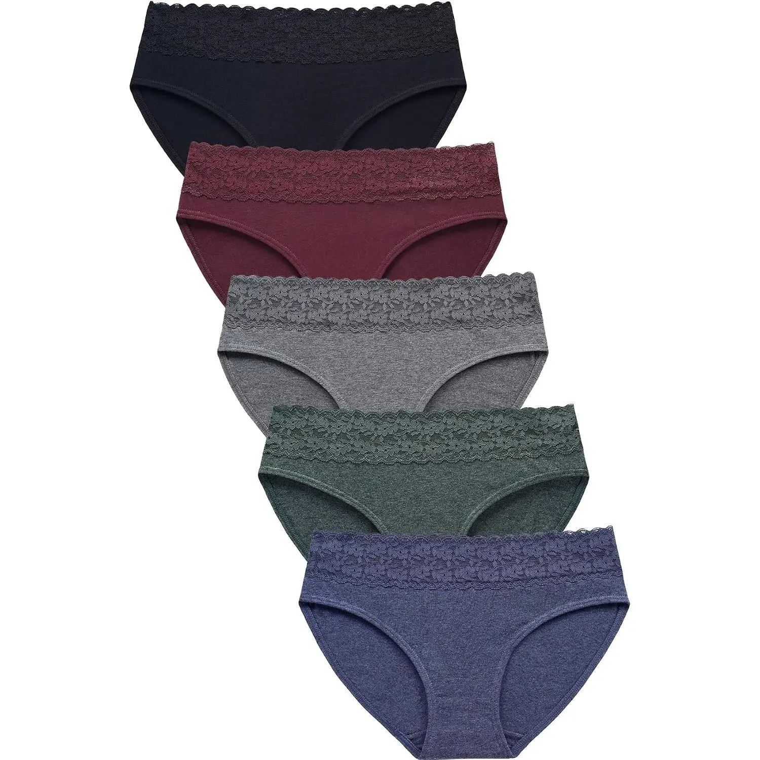Cotton Panties for Women Bikini Underwear Hipster Underpants Lace Briefs Pack